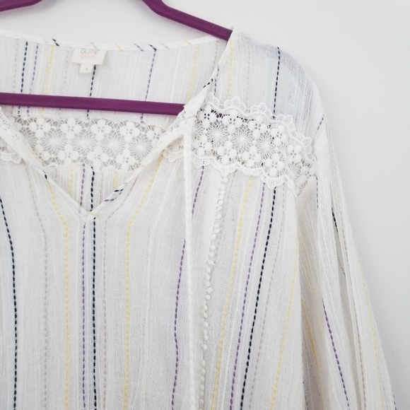 Surf Gypsy | Sunset Stripe Long Sleeve Tunic Top - Picture 2 of 7